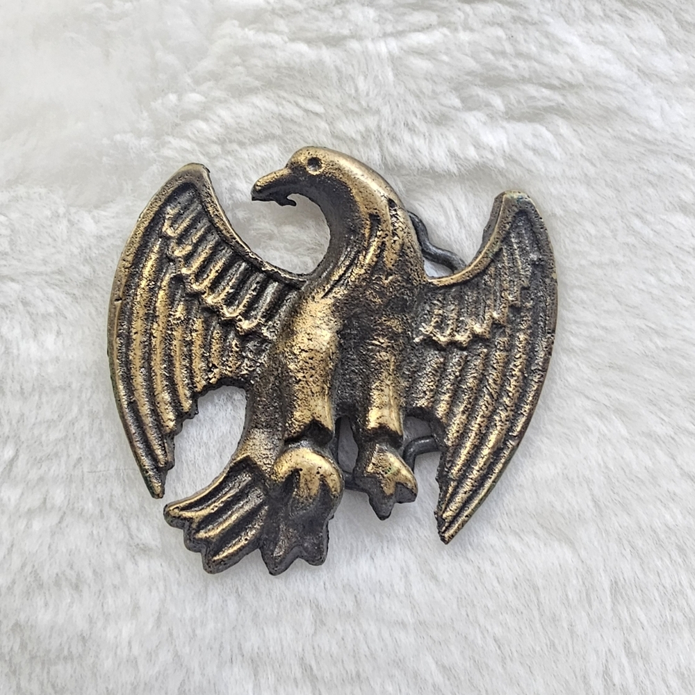 Vintage solid brass eagle belt buckle
